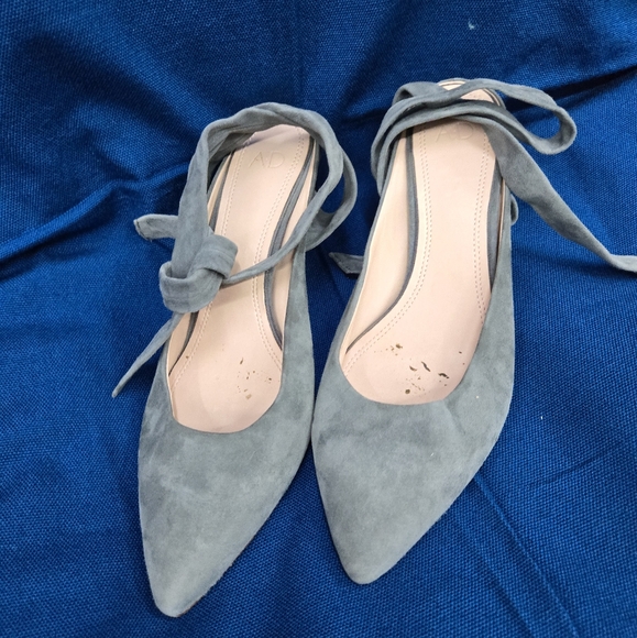 AD & Daughters Grey Suede Kitten Heel Ankle Tie Shoe 8 - Picture 3 of 13